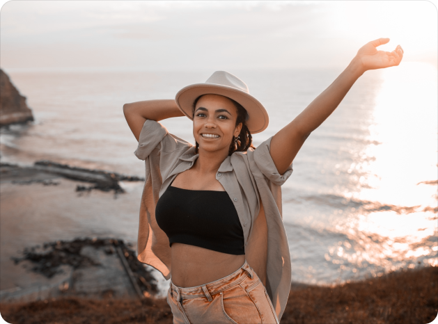 Person enjoying beach vacation