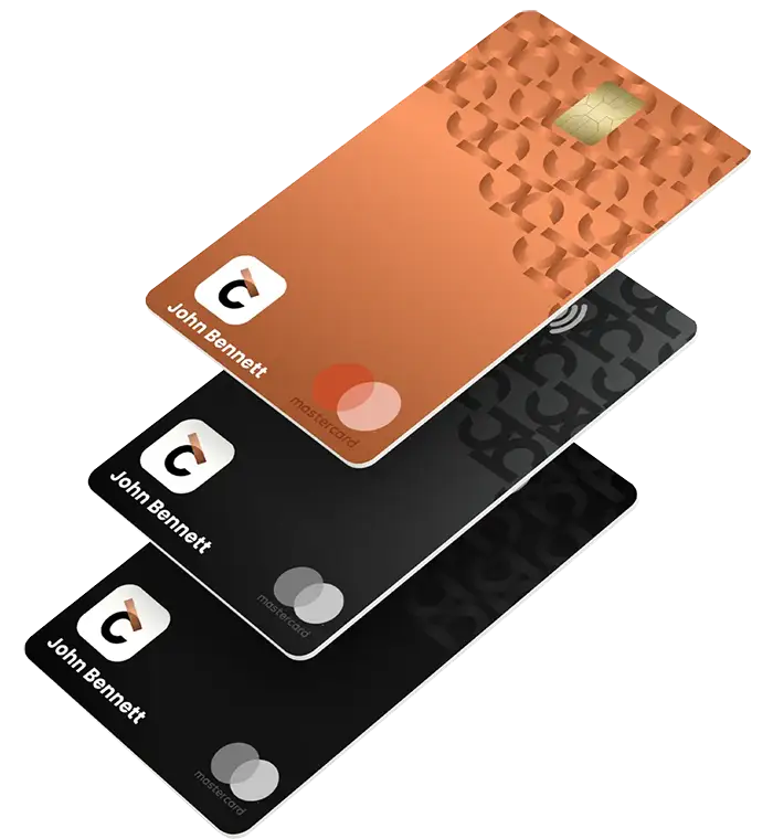Three Mastercard designs stacked